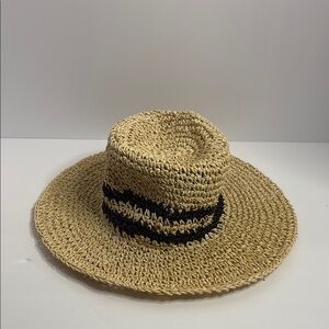 LOFT Straw Hat with Black Accents